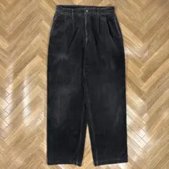 W31L30 ラッキーストライク 太畝コーデュロイパンツ ブラック ツータック