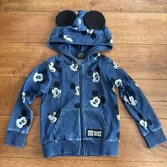 ベビードール　ディズニー　ミッキー　デニム風パーカー100