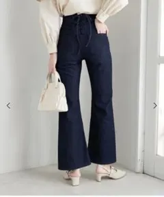 MAJESTIC LEGON ハイウエストブーツカット 美脚ストレッチ バック