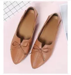 パンプス かかと靴カジュアル シューズ痛くない歩きやすい フラットヒール リボン
