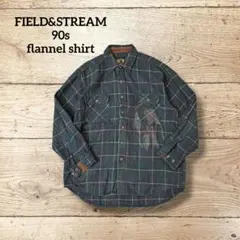 フィールド&ストリーム90sフランネルチェックシャツ★コットン100グリーン