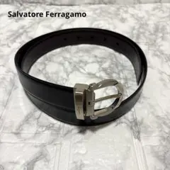 ♦︎美品☆フェラガモ ベルト ガンチーニ 本革 シルバーバックル リバーシブル 黒のサムネイル