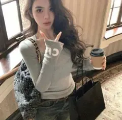 SHEIN ラウンドネック 長袖 レタープリント Tシャツ