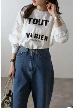 【専用】ボージュールサガン❣️前後2WAYクルーネックロゴロンT　ホワイト