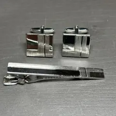 ランバン　LANVIN　シルバー　Lロゴ大ぶり　ネクタイピン・カフリンクスセット