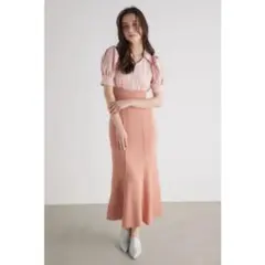 rienda シャツドッキングニットワンピース