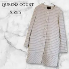 クイーンズコート　ロングコート　アンゴラ　大人可愛い　防寒　秋冬　ベージュ　M