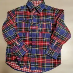 【中古】ミキハウス 長袖シャツ チェック柄　リバーシブル