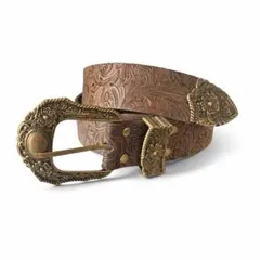 【新品】デザインベルト ブラウン アンティーク調 レディース