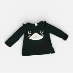 【H&M】ベビー 長袖トップス 黒 猫デザイン　74 プリント　猫耳