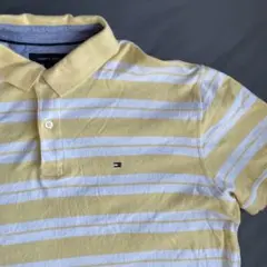 TOMMY HILFIGER イエロー ストライプ ポロシャツ L