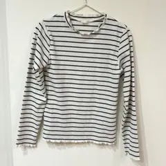 GU ジーユー 150 ボーダー リブニット 長袖 カットソー ロンTインナー