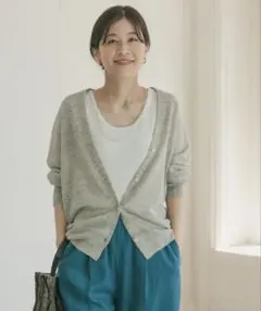 URBAN RESEARCH DOORS リネンVネックカーディガン