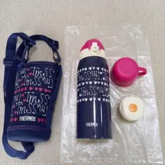 期間限定値下げ！THERMOS 子ども用水筒 ネイビー ピンク0.8Lのサムネイル