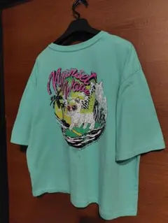 ロデオクラウンズヴィンテージ風バックプリント半袖Tシャツエメラルドグリーン