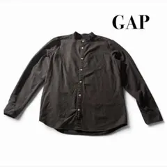 GAP バンドカラーシャツ 長袖 ダークグレー