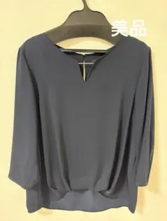 GREEN LABEL RELAXING ネイビー フロントパーツブラウス