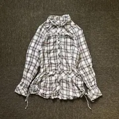 00’s 平成ギャル チェックシャツ ドローコード Y2K フェアリーグランジ