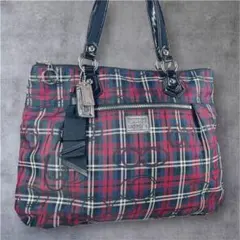 COACH コーチ ポピー トートバッグ チェック柄 大容量