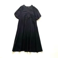 room306 contemporary ワンピース パフスリープ リネン混 黒のサムネイル