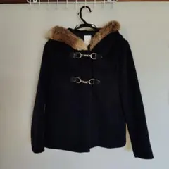 ネイビー ダッフルコート ファー付き