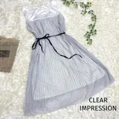 CLEAR IMPRESSION【L】ドット柄 ワンピース ノースリーブ 紐付き