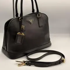 美品】プラダ サフィアーノ プロムナード 三角ロゴ 黒 2way 5987 