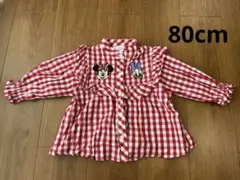 美品 80cm Disney ミニー ギンガムチェック ブラウス 赤 しまむら