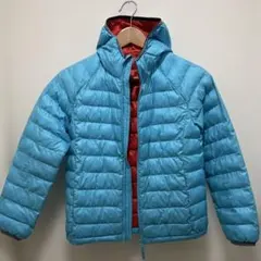 美品　UNIQLO kids フード付き ダウンコート 140サイズ　ブルー