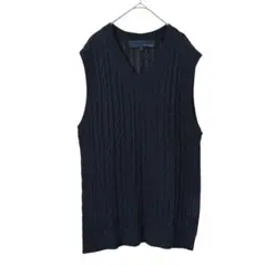 T769 JOSEPH ABBOUD ケーブルニットベスト　春夏　LLのサムネイル
