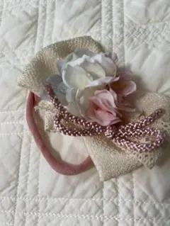 花飾り付きリボンヘアバンド　ベビー