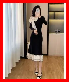 マーメイド ワンピース　リボン　オフショルダー　韓国　オルチャン