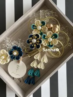 T-1134 つまみ細工 髪飾り 水引 成人式 卒業式 結婚式 七五三 髪飾り