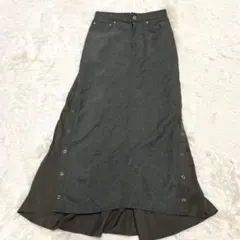【soeur7 】スール 美品フレアロングスカート(M)ダークグレーＷ後ろゴムのサムネイル