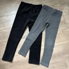 裏起毛　黒　チェック 千鳥柄　レギンス　パンツ　セット　コーデュロイ