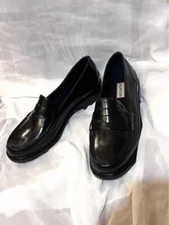 HUNTER 黒 ローファー　レインシューズ　ラバー　UK5 ハンター