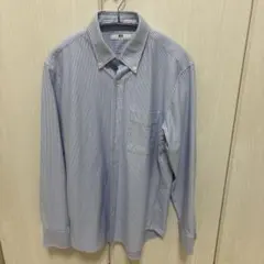 良品　UNIQLO スーパーノンアイロンジャージーシャツストライプ ブルー