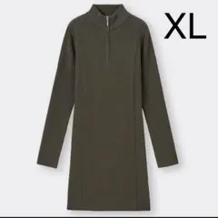 GU ハーフジップミニワンピース XLサイズ オリーブ