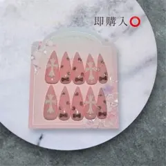 【現品】ネイルチップ クロムネイル 韓国風y2k ロング ギャルネイル ワンホン