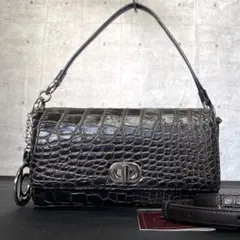 未使用級 BEAUGRAND クロコダイル JRA ダークブラウン2WAYバッグ