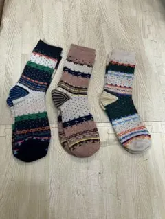 マルチカラーストライプソックス3足セット