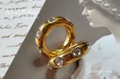 MALKA PARIS ヴィンテージ ゴールド ストーン スカーフ リング