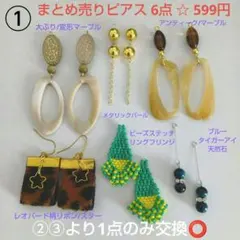 ① 感謝セール まとめ売りピアス6点☆599円