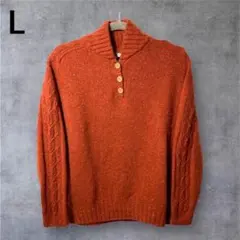 CROCODILE クロコダイル オレンジ ケーブル編み ニットセーター L