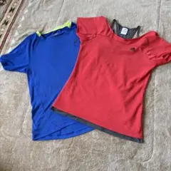 adidas オフショルダー Tシャツ 赤