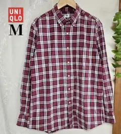 UNIQLO ユニクロ フランネル シャツ チェック ボタンダウン 長袖 レッド