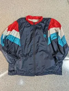 【極希少】90s アディダス 銀タグ ナイロンジャケット XL相当 好配色 刺繍