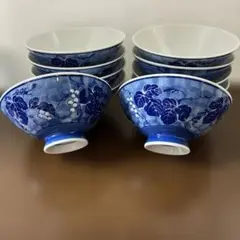 茶碗 ぶどう柄 染付 飯碗 10個