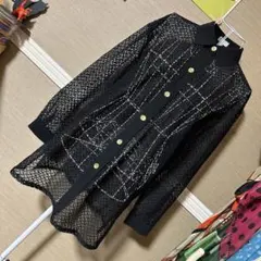 レトロ古着 メッシュ生地✦ 長袖シャツ ヴィンテージ 古着 黒