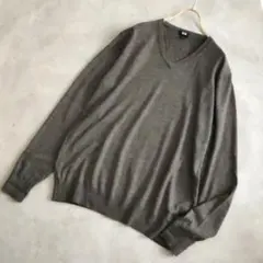 ユニクロUNIQLO ウール素材薄手ニットトップス L ダークブラウン